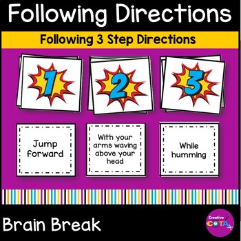 Preview of Following Multi Step Directions for Listening Skills Motor Brain Break Activity 