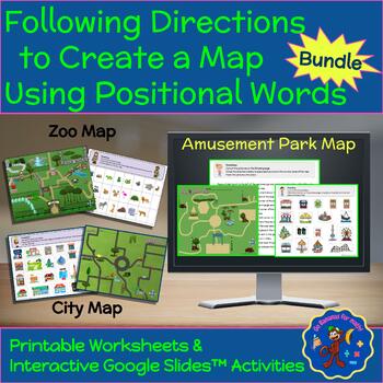 Preview of Following Directions to Create a Map Using Positional Words Bundle