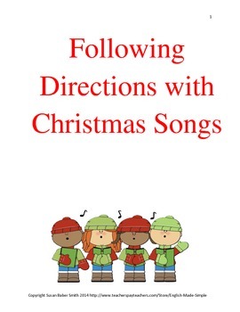 Preview of Following Directions with Christmas Songs