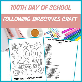 Preview of Following Directives 100th Day Craft - Speech Therapy | Digital Resource