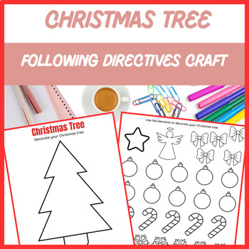Preview of Following Directives Christmas Tree Craft - Speech, Language | Digital Resource