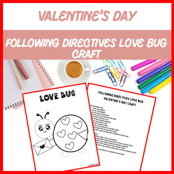 Preview of Following Directives Love Bug VDay Craft - Speech Therapy | Digital Resource