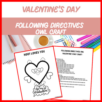 Preview of Following Directives Owl VDay Craft - Speech Therapy | Digital Resource