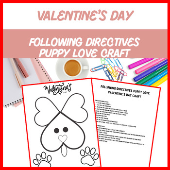 Preview of Following Directives Puppy Love VDay Craft - Speech Therapy | Digital Resource