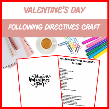 Preview of Following Directives Valentine’s Day Craft - Speech Therapy | Digital Resource
