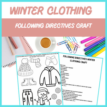 Preview of Following Directives Winter Clothing Craft - Speech, Language | Digital Resource