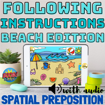 Preview of Beach Following Instructions Spatial Prepositions