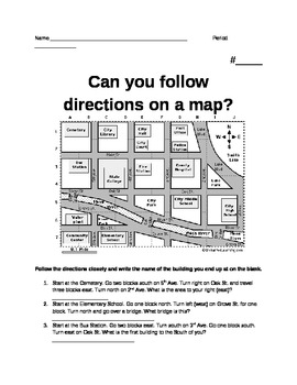 map directions worksheet
