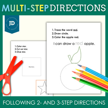 Preview of Following Multi-step Written Directions : 2 step : 3 step : for Special Needs
