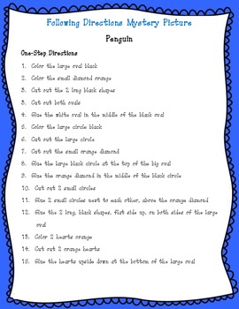 Following Oral Written Directions Penguin By Better At The Beach