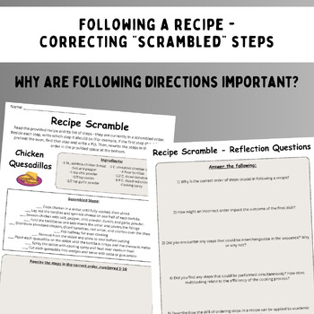 Preview of Following/Reading a Recipe (Understanding the Importance of Sequencing)