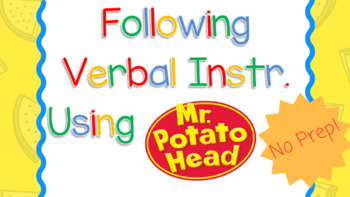 Preview of Following Verbal Instructions using Mr. Potato Head
