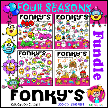 Preview of Fonky's - Four Seasons clipart FUNDLE! Color and black/ white.