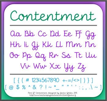 Font: Contentment (True Type Font) by Jackie G | TpT
