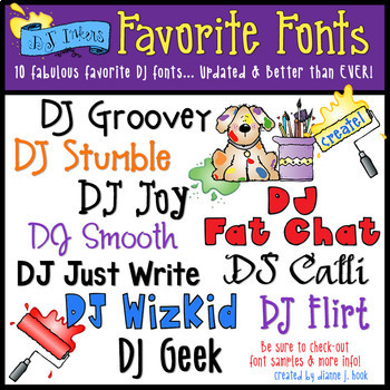 Preview of Font Favorites Collection - 10 DJ Inkers fonts for teachers and crafting