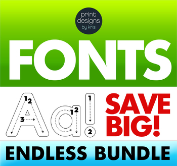 Preview of Endless Font Bundle - Letter Tracing Fonts - Handwriting Fonts - Dot it Fonts