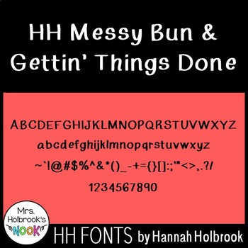 Preview of Font for Commercial or Personal Use - HH Messy Bun & Gettin' Things Done