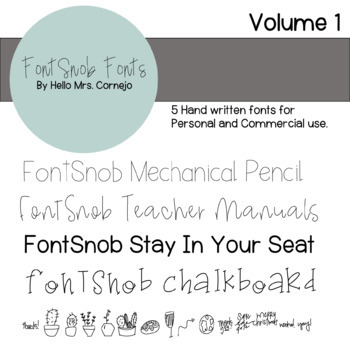 Preview of FontSnob Fonts Volume 1 by HelloMrsCornejo