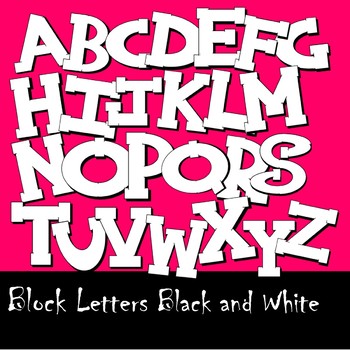 Preview of Fonts - Black and White Block Alphabet Clip Art