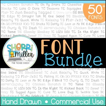 Preview of Fonts Bundle for Commercial or Personal Use | 50 Hand Drawn Fonts