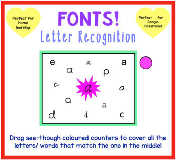 Preview of Fonts Google Slides (letter recognition) (victorian cursive) (home learning!)