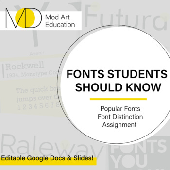 Preview of Fonts Students Need to Know Assignment - Typography - Graphic Design