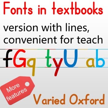 Preview of Fonts in textbook, convenient for Alphabet lessons and exercises, VARIED Oxford