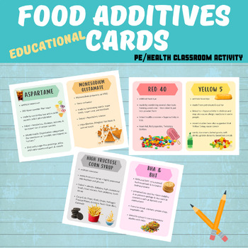 Preview of Healthy Eating/Nutrition: FOOD ADDITIVES Educational Cards