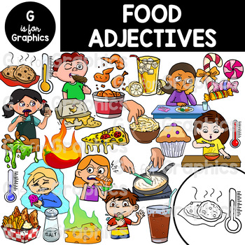 Preview of Food Adjectives Vocabulary Clipart