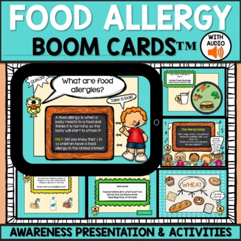 Preview of Food Allergy Awareness Education BOOM CARDS™ for Elementary Back to School