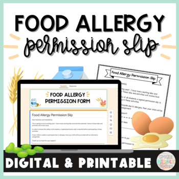 Preview of Editable Food Allergy Permission Slip Digital and Printable