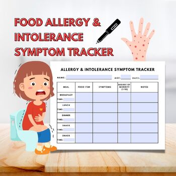 Preview of Food Allergy and Intolerance Symptom Tracker | Food Intolerance Log | Food Diary