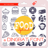 Food Alphabet Icons Dingbat Font - W Λ D L Ξ N