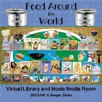 Preview of Food Around the World Virtual Library & Music/Media Room - SEESAW & GoogleSlides