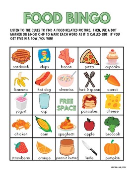 Food Bingo by Kristin Carr OTDS | TPT