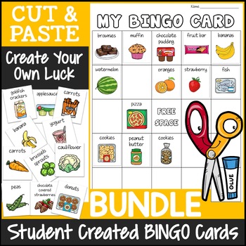 Preview of Food Bingo Games Bundle | Cut and Paste Activities Bingo Template