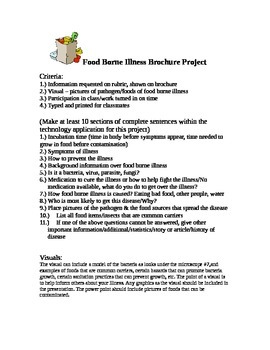 Preview of Food Borne Illness Brochure Report, Rubric, Introduction Activity