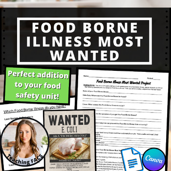 Preview of Food Borne Illness Most Wanted Poster Project [FACS, FCS]
