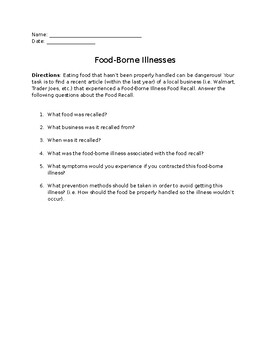 Preview of Food-Borne Illness News Article Research Activity