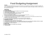 Food Budgeting Assignment- Life Planning
