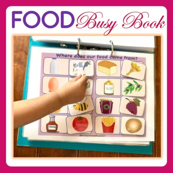 Preview of Food Busy Book for Toddler & Preschool Kids|Preschool Learning Binder Food Theme