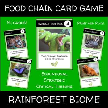 Food Chain Card Game Rainforest Biome Amazon Rainforest By Rack Your Brain