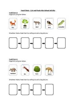 Food Chain - Cut and Paste Worksheet Activity (Printable) by Science ...