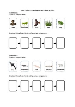 Preview of Food Chain - Cut and Paste Worksheet Activity (Printable)