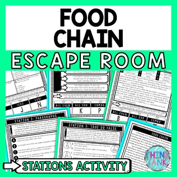 Preview of Food Chain Escape Room Stations - Reading Comprehension Activity