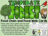 Food Chain & Food Web Cards - Temperate Forest Ecosystem