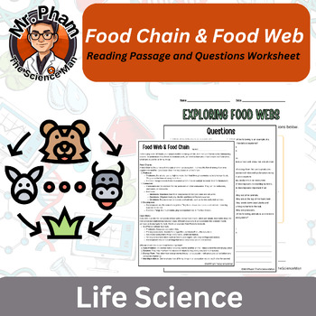 Preview of Food Chain & Food Web Reading Passage and Questions Worksheet