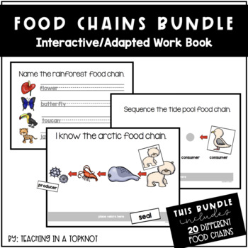 Preview of Food Chain GIANT BUNDLE Adapted Work Book (20 food chains)
