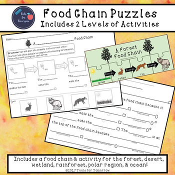 Food Chain Puzzles & Activities by Tools For Tomorrow | TpT