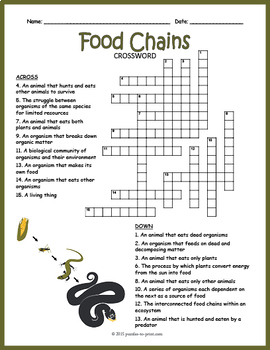 Food Chain Crossword Puzzle by Puzzles to Print | TpT